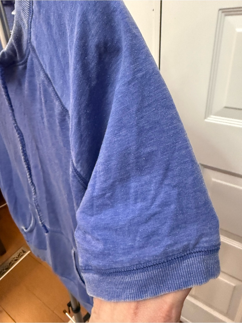 GreenTea Short Sleeve Hooded Pullover in Royal Blue - Picture 2 of 7